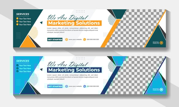 Digital Marketing Agency Social Media Cover Page or Corporate Business LinkedIn Cover Banner. Social media cover and header vector