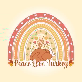 Peace Love Turkey Retro Rainbow Thanksgiving svg T Shirt Design Vector