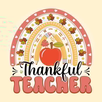Thankful Teacher Retro Rainbow Thanksgiving svg T Shirt Design Vector