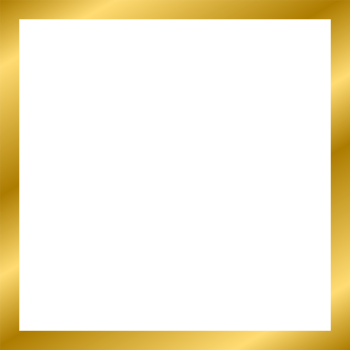 Gold shiny glowing vintage square frame with shadows isolated on white background. Gold realistic square border. illustration png