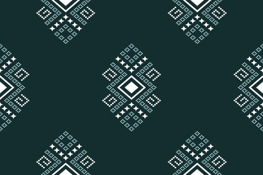 Green Cross stitch colorful geometric traditional ethnic pattern Ikat seamless pattern border abstract design for fabric print cloth dress carpet curtains and sarong Aztec African Indian Indonesian vector