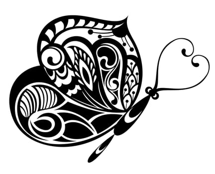 Butterfly symbol.Butterfly decorated with various flowers vector