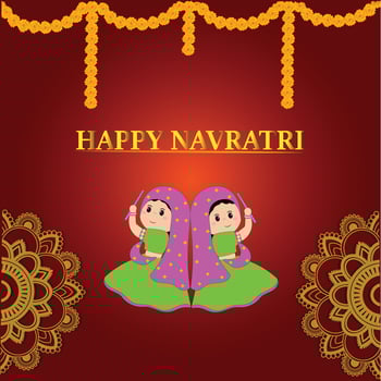 illustration of dancing girls for Navratri festival of India. Festival background, greeting card, poster, social media post vector