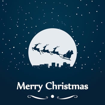 santa sleigh silhouette at moon vector