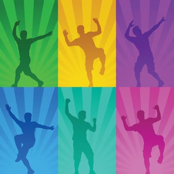 dancing male silhouettes vector