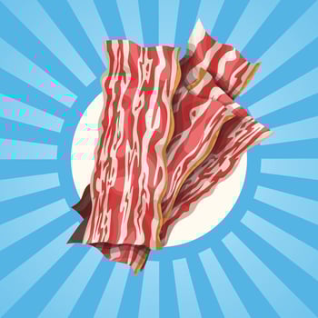 bacon slices on shining background vector