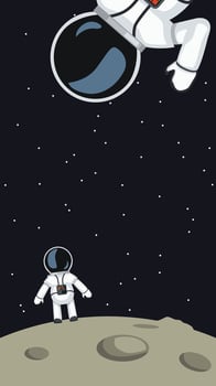 astronauts on moon surface vector