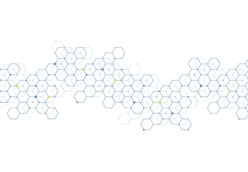 Abstract hexagonal molecular structures in technology background and science style. Medical design. Vector illustration