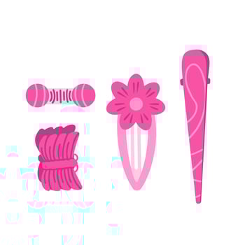 retro hair pins, flower and butterfly hairpin, accessories of 2000s. Illustration for background, packaging. Image can be used for greeting card and poster. Isolated on white background. vector