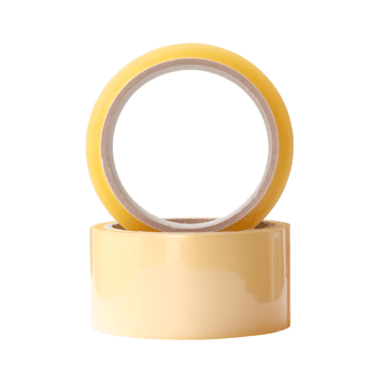 Two brown transparent tape in stack isolated with clipping path in png file format
