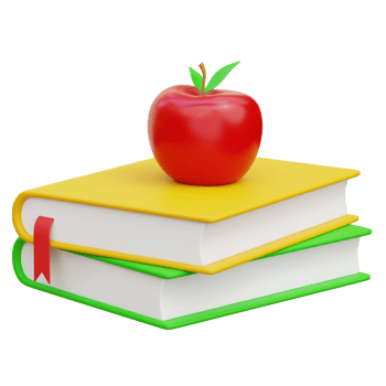 Apple and Book 3d icon Illustration png