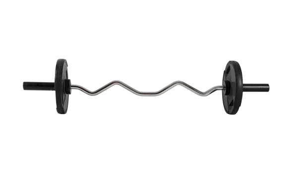 Isolated curved barbell, equipment of a gym png
