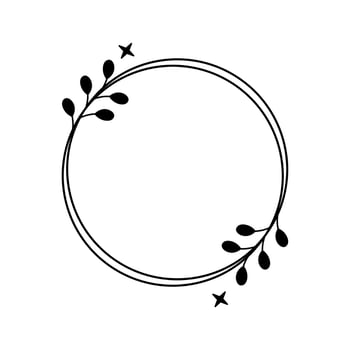 Circle Floral Frame Line Art Illustration Free Vector Element