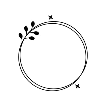 Circle Floral Frame Line Art Illustration Free Vector Element