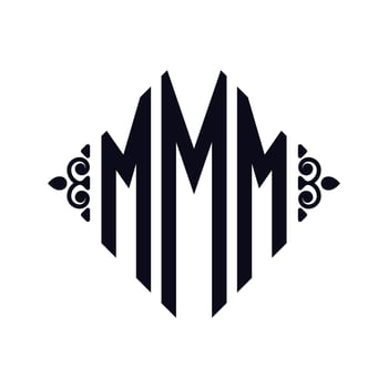 Logo M. Rhombus Monogram 3 Letters Alphabet Font Logo Logotype Embroidery vector