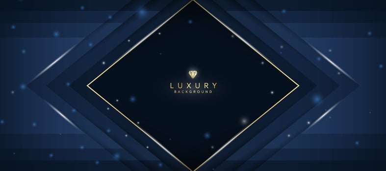 Luxurious dark blue background with sparkling gold and glitter. modern elegant abstract background vector