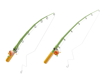 3D rendering of fishing rod, one of outdoor activity for relaxation, Fishing rod with reel png
