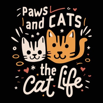 Paws and cats the cat life t-shirt design vector