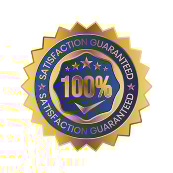 100 Percent Customer Satisfaction Guaranteed Badge, Label, Emblem, Rubber Stamp, 3D Realistic Glossy And Shiny Satisfaction Client Icon, Certified Quality Control Seal Satisfied Badge, Happy Customers vector