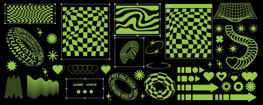 Modern y2k design. Retro futuristic design elements grid with lines. Vector illustration.
