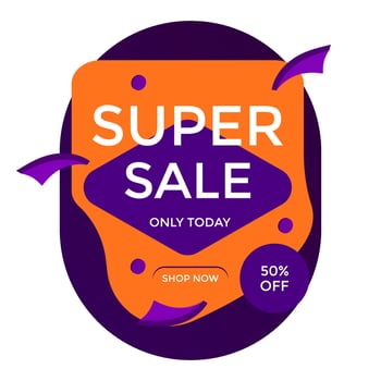 ILLUSTRATION SALE BANNER  TEMPLATES PROMOTION DESIGN. BACKGROUND SUPER SALE WITH 3D ELEMENTS VECTOR
