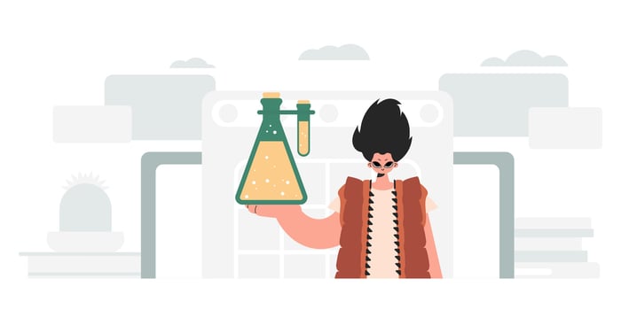 A cartoon man holding a flask and a cactus vector