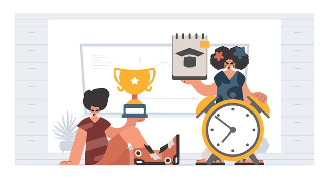 Fellow and young lady school understudies, examining essential school subjects. Trendy style, Illustration vector