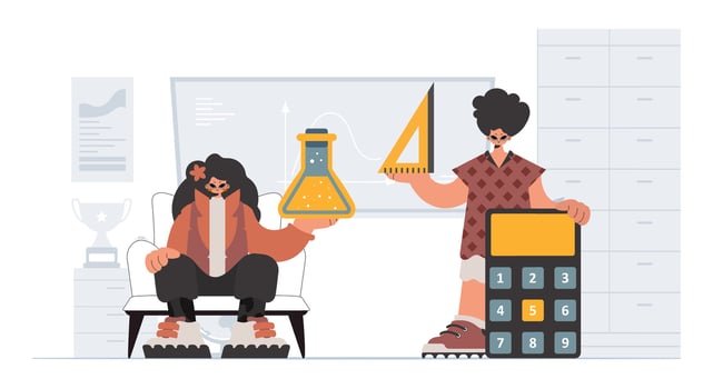 Individual and energetic woman school understudies, analyzing to begin with school subjects. Trendy style, Illustration vector