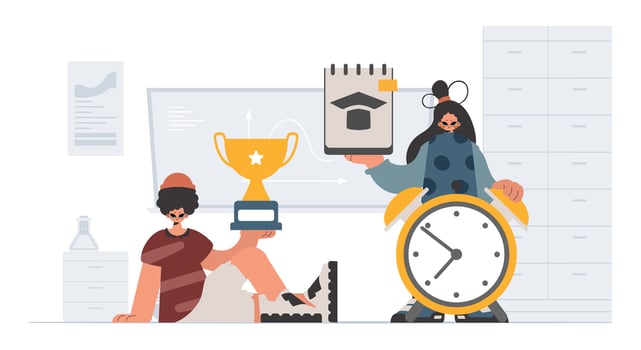Individual and energized woman school understudies, analyzing to begin with school subjects. Trendy style, Illustration vector