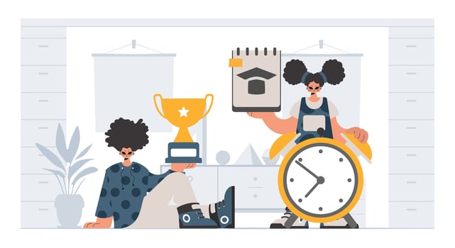 Person and energized lady school understudies, analyzing to start with school subjects. Trendy style, Illustration vector