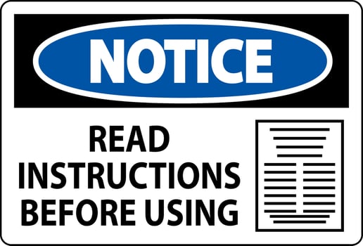 Notice Machine Sign Read Instructions Before Using vector
