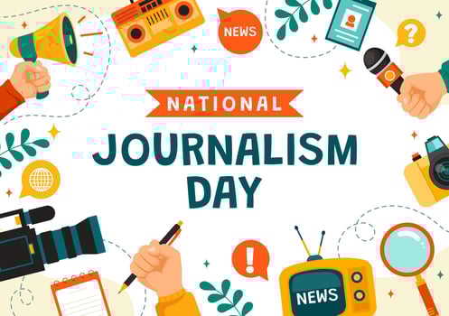 National Journalism Day Vector Illustration to Recognition and Appreciation for the Relentless Efforts of Journalists with Journal Equipments Design