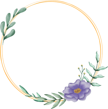 Hand drawn leaves on gold circle frame png