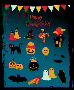 Happy Halloween Elements Icon Set vector