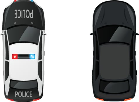 Police car semi flat rgb color on white background vector