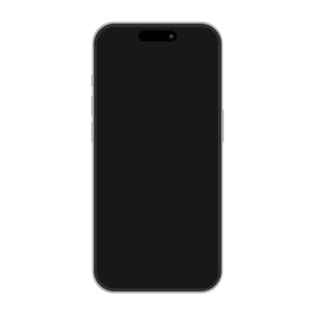 iphone 15 mockup front view isolated vector illustration on white background. Smartphone or mobile phone or cellphone cut out template.