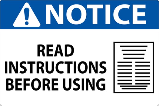 Notice Machine Sign Read Instructions Before Using vector