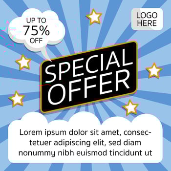 Square poster template for sales in comic style vector