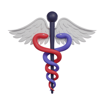 Medical symbol snakes Caduceus with wings. 3D render ico png