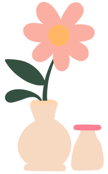 Flowers and vases, minimalist style png
