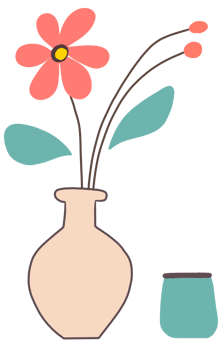 Flowers and vases, minimalist style png