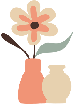 Flowers and vases, minimalist style png