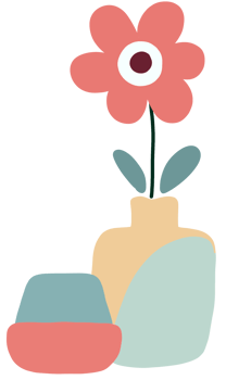 Flowers and vases, minimalist style png