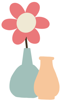Flowers and vases, minimalist style png