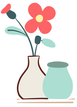Flowers and vases, minimalist style png