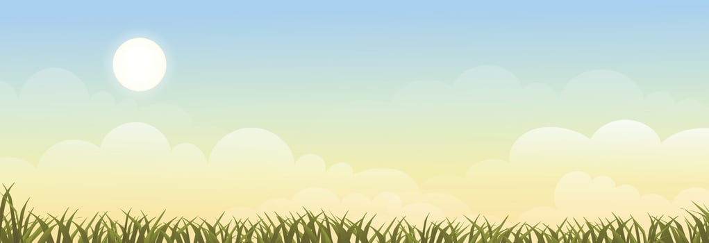 Spring Background,Sunrise Summer landscape in village with green field, cloud and blue sky background.Rural countryside and grassland with Sunset in Autumn,Vector Nature scenery cartoon background vector