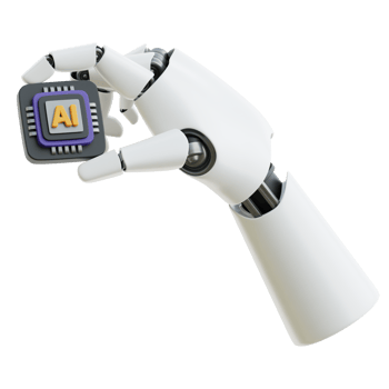 Robot Hand with AI Chip 3d Icon Illustrations png