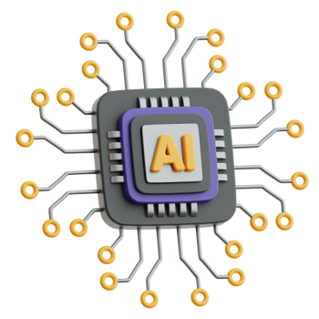 AI Chip Circuit 3d Icon Illustrations png