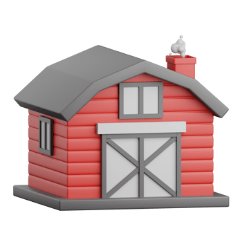 3d rendering barn isolated useful for agriculture, technology, smart farm and innovation design png