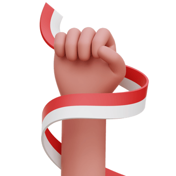 Hand With Indonesia Flag Ribbon 3d Icon Illustrations png